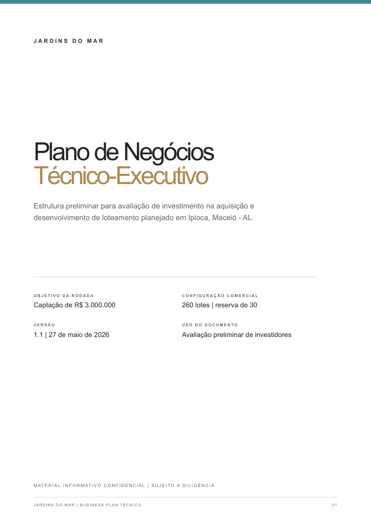 Página 1 do plano de negócios técnico - capa